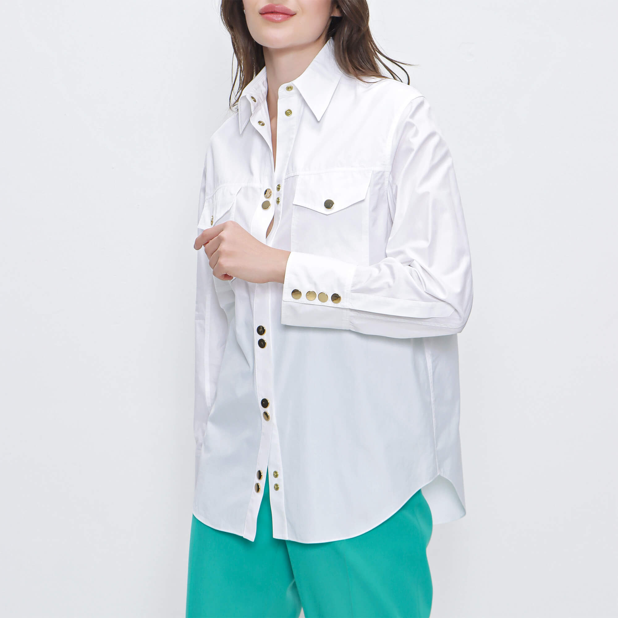 Balmain - White Cotton Gold Button Shirt 